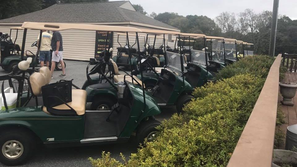 row of golf carts